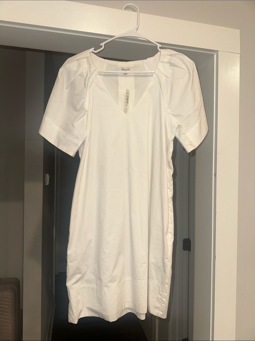 Madewell White V-Neck Short Sleeve Wedding Dress